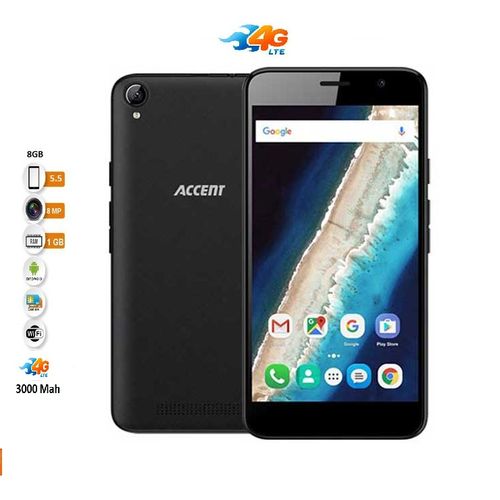 Accent Cameleon C6 Plus - 5.5“ - 4G-LTE - 8 Go-1Go-8Mp -Quad-core- Android Nougat-Noir| Fiche Technique et Prix au Maroc