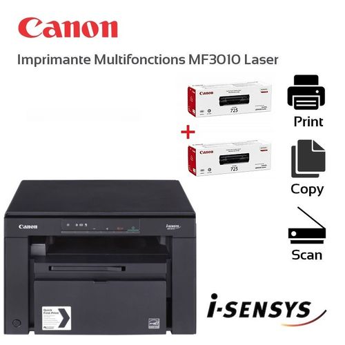 Canon Pack Imprimante Laser i-SENSYS MF3010 + 2 toners original| Fiche Technique et Prix au Maroc