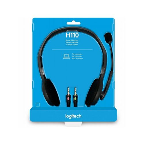 Logitech CASQUE stéréo Headset H110 avec microphone Pro à suppression de bruit 3,5 mm| Fiche Technique et Prix au Maroc