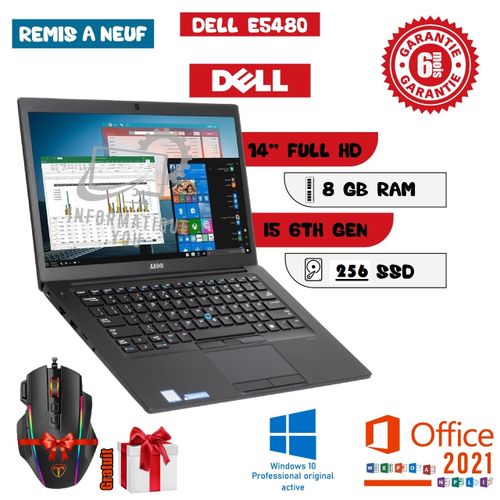 DELL PC  Latitude E5480 Core i5-6440HQ 8RAM-256Go SSD-Souris Gratuit REMISE A NEUF| Fiche Technique et Prix au Maroc