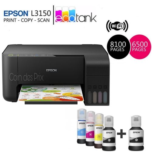 Epson EcoTank L3150 Imprimante WiFi à réservoirs rechargeables - 3 ans de Garantie| Fiche Technique et Prix au Maroc