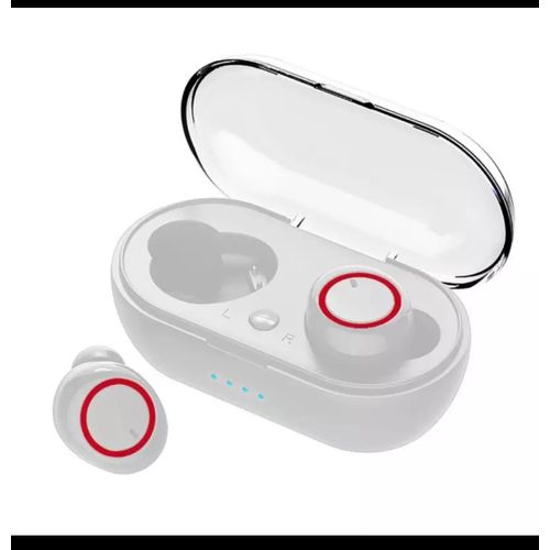 Écouteurs Bluetooth sans fil F9-5 , blanc effet rouge bouton| Fiche Technique et Prix au Maroc