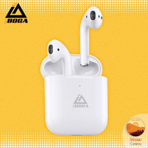 iboga Écouteurs sans fil Écouteurs légers Bluetooth Microphone intégré + sticker cadeau| Fiche Technique et Prix au Maroc