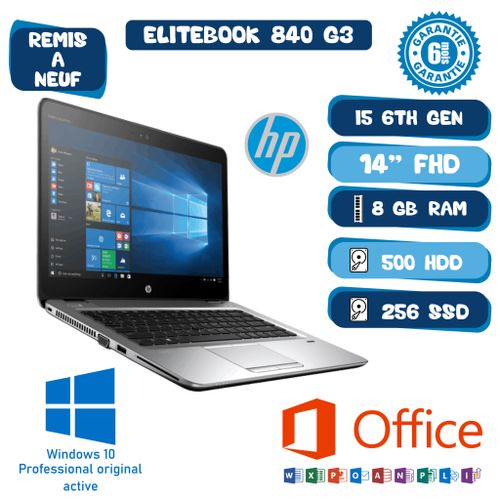 Hp Elitebook 840 i5-6éme 8Go-DDR4-Double Disque Dur 256 Go SSD 500 HDD-Remis à Neuf| Fiche Technique et Prix au Maroc