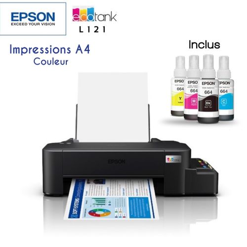 Epson Imprimante èconomiquer A4, système de réservoir d’encre (ITS) EcoTank L121| Fiche Technique et Prix au Maroc