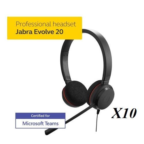 Jabra Evolve 20 Stereo USB MS Stereo ANTIBRUIT (Pack 10 casques)| Fiche Technique et Prix au Maroc