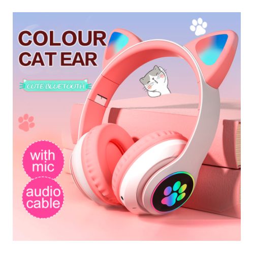 Fashion Cute Cartoon Wireless Headset For Girl Kids Headphone With Children Cartoon Cat Ears Headphones| Fiche Technique et Prix au Maroc
