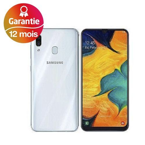 Samsung Galaxy A30, 6.4“, 4Go, 64Go - Blanc - Garantie 1 an| Fiche Technique et Prix au Maroc