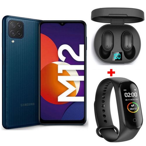 Samsung Galaxy M12  (4GB RAM -128GB ) Camera 48 MP - 5,000mAh +KIT+Band- Noir| Fiche Technique et Prix au Maroc
