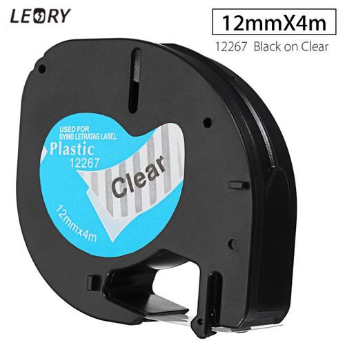 12267 Black On Clear Plastic Label Tape Compatible For DYMO| Fiche Technique et Prix au Maroc