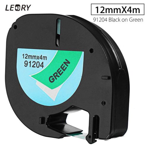 12mmx4m Plastic Label Tape Compatible For DYMO letraTAG 91204 Black on Green| Fiche Technique et Prix au Maroc