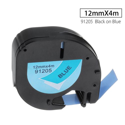 12mmx4m Plastic Label Tape Compatible For DYMO letraTAG 91205 Black on Blue| Fiche Technique et Prix au Maroc