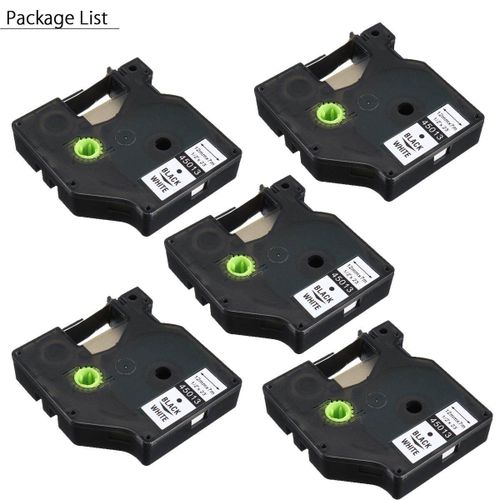 5 x Label Tape For DYMO Black On White| Fiche Technique et Prix au Maroc