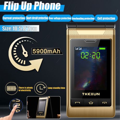 5800mah Flip Handwriting Dual Screen Long Standby Dual Answer Loud Flashlight Family US plug| Fiche Technique et Prix au Maroc