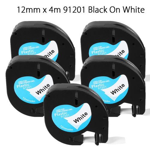 5pcs 12mmx4m Plastic Label Tape Compatible For Dymo LetraTa| Fiche Technique et Prix au Maroc