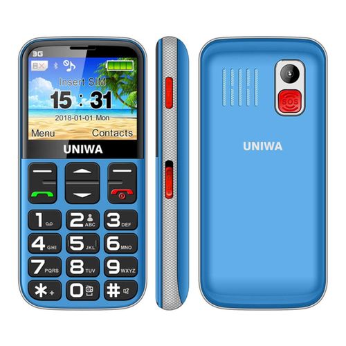 Big Button Seniors 3G Mobile Phone Elder SOS Call Easy To Use Blue| Fiche Technique et Prix au Maroc