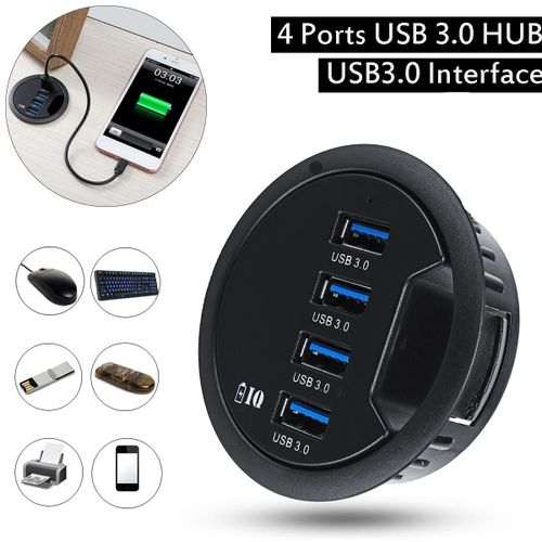 High Speed Mount In Desk 4-Port USB 3.0 HUB PC Laptop Embed| Fiche Technique et Prix au Maroc