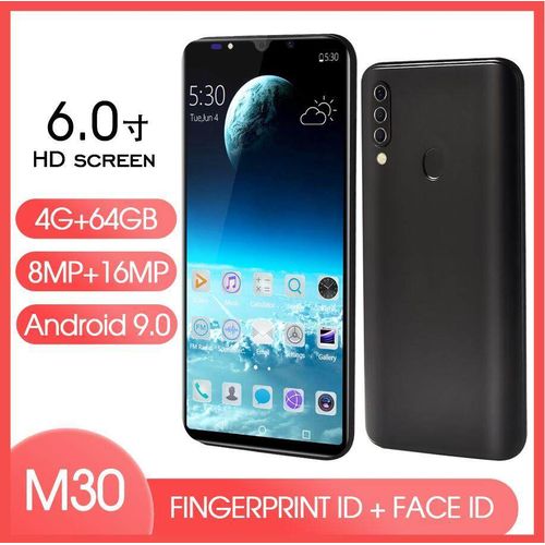 M30 6.0 inch Android 9.0 MTK-65 3G Dual-SIM Smartphone TF Card Expansion Black| Fiche Technique et Prix au Maroc