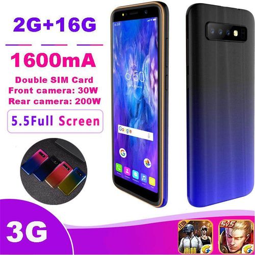 S10 2+16G Dual SIM Face Recognition Cell Mobile Phone 5.5 inch Smartphone Blue| Fiche Technique et Prix au Maroc