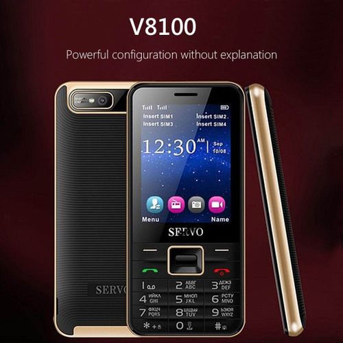 SERVO V8100 2.8-inch HD Large Screen 1800mAh 4 SIM Card Quad Standby Flashlight Mobile Phone Black Russia Language Gold (Russian gold)| Fiche Technique et Prix au Maroc