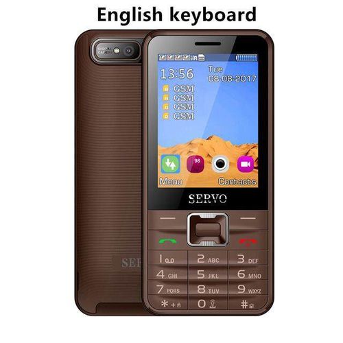 SERVO V8100 2.8-inch HD Large Screen 1800mAh 4 SIM Card Quad Standby Flashlight Mobile Phone Brown English Language Brown e| Fiche Technique et Prix au Maroc