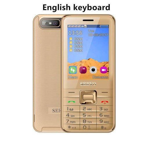 SERVO V8100 2.8-inch HD Large Screen 1800mAh 4 SIM Card Quad Standby Flashlight Mobile Phone Gold English Language Gold e| Fiche Technique et Prix au Maroc