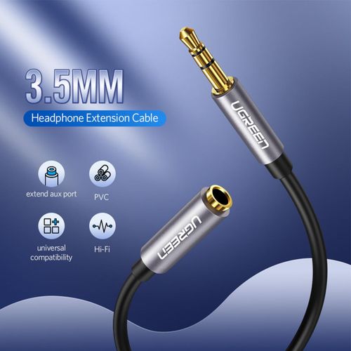 UGreen AV118 4-Pole 3.5mm Male to Female Audio Extension Cable Aux Cable -- 2M| Fiche Technique et Prix au Maroc