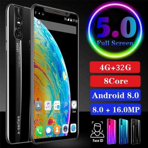 X27 New5.0 Inches HD Screen 4000mAh 8.0 Octa-Core Dual-SIM 8+16mp Camera Smartphone With Face Recognition Black| Fiche Technique et Prix au Maroc