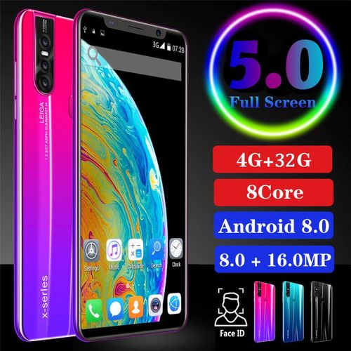 X27 New5.0 Inches HD Screen 4000mAh 8.0 Octa-Core Dual-SIM 8+16mp Camera Smartphone With Face Recognition Red| Fiche Technique et Prix au Maroc