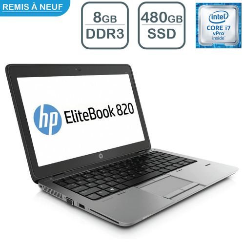 Hp PC Portable EliteBook 820 G2 12HD / i7-5éme / 8GB / 480GB SSD [REMIS À NEUF]| Fiche Technique et Prix au Maroc