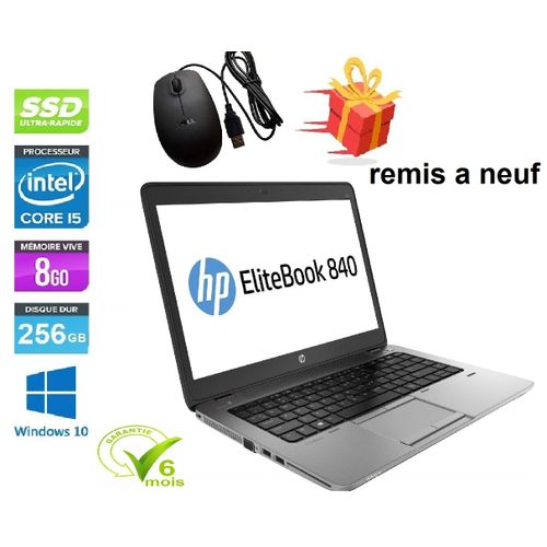 Hp PC Portable  EliteBook 840  Core i5  RAM 8  Disque dur 256 SSD 14“ remis a neuf| Fiche Technique et Prix au Maroc