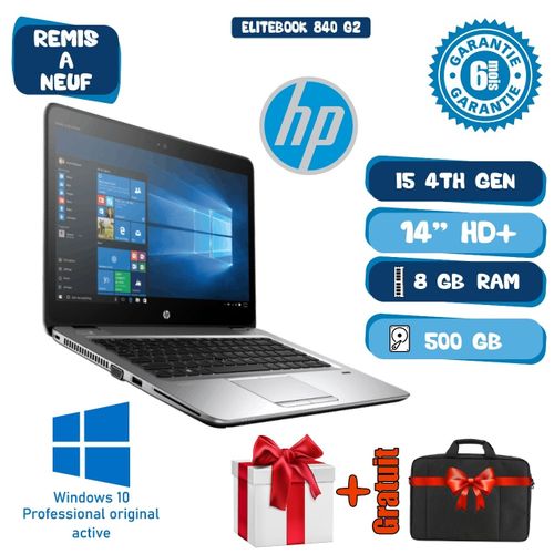 Hp PC PORTABLE ELITEBOOK 840 CORE I5-RAM 8Go HDD 500 + CARTABLE - Remise à neuf| Fiche Technique et Prix au Maroc