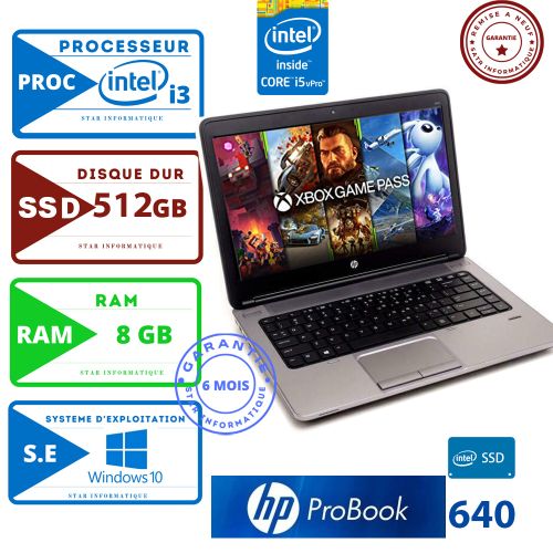 Hp PC Portable HP Probook 640 Core i3- 512Gb SSD- 8GB RAM -14“- remis a neuf| Fiche Technique et Prix au Maroc