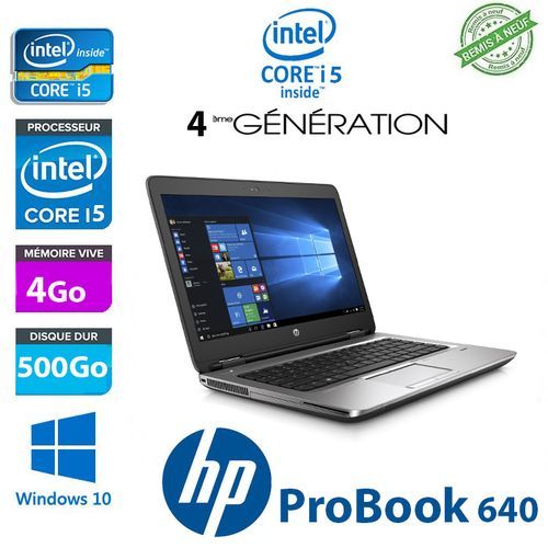 Hp PC Portable HP Probook 640 Core i5 4eme 500Gb 4GB RAM 14“- remis a neuf| Fiche Technique et Prix au Maroc