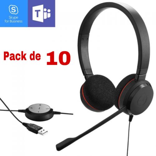 Jabra PACK de 10 Casques Evolve 20 Stereo USB MS Stereo ANTIBRUIT| Fiche Technique et Prix au Maroc