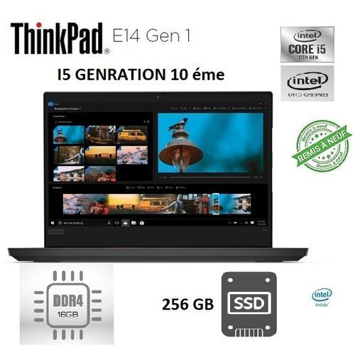 Lenovo E14 ThinkPad  I5 Géneration 10 éme RAM 16GB SSD 256GB - Remise a neuf-| Fiche Technique et Prix au Maroc