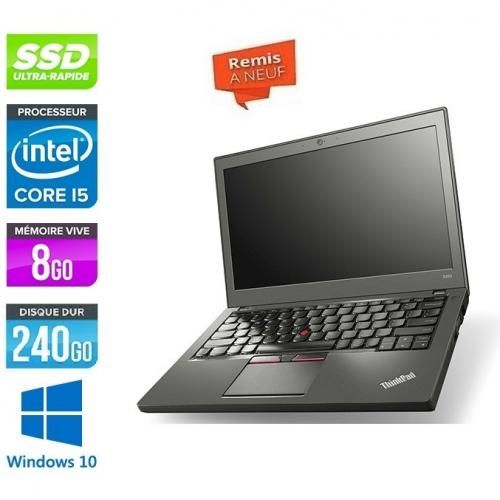 Lenovo PC PORTABLE X250 Core i5 5éme 2,2GHz SSD 240 Go RAM 8 Go -REMIS A NEUF| Fiche Technique et Prix au Maroc