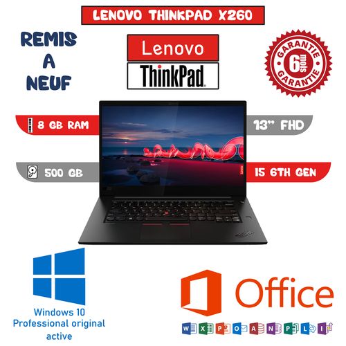 Lenovo Thinkpad ThinkPad X260, Intel Core i5 - 6eme génération,RAM 8Go, HDD 500Go -REMIS A NEUF| Fiche Technique et Prix au Maroc