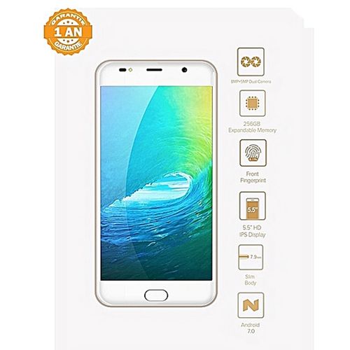 Leagoo M7 - 3G/Dual SIM - 5.5“ - 16Go - 1Go - Android - Empreinte digitale - Gold| Fiche Technique et Prix au Maroc