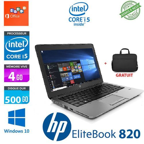 Hp Ordinateur Portable HP EliteBook 820- i5 + Cartable Gratuit - remise à neuf| Fiche Technique et Prix au Maroc