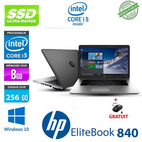 Hp PC PORTABLE HP ELITEBOOK 840 CORE I5 + SOURIS GRATUIT - Remise à neuf| Fiche Technique et Prix au Maroc