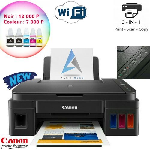 Canon PIXMA G3411 Imprimante Economique Multifonction Wi-Fi- Impression-copie-numérisation-cloud+ des réservoirs intégrés d’encre et une bouteille noir Gratuit| Fiche Technique et Prix au Maroc