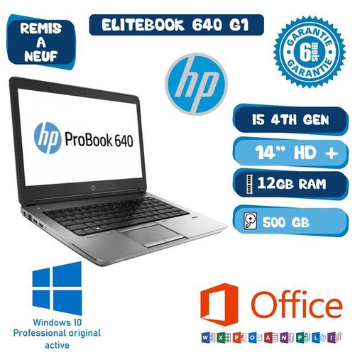 Hp Probook 640 Core i5 4eme génération HDD500Go 12GB RAM 14“ remis a neuf| Fiche Technique et Prix au Maroc