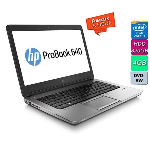 Hp Probook 640 G1 Core i3 4eme HDD 320GB  RAM 4GB  14“ remis a neuf| Fiche Technique et Prix au Maroc