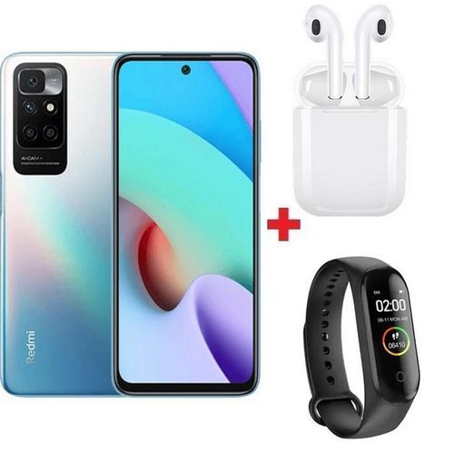 XIAOMI Redmi 10 - 4G - 6.5“ - (4Go, 64Go) - 50MP/8MP - Android - Bleu + Band + Écouteur| Fiche Technique et Prix au Maroc