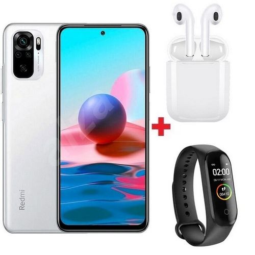 XIAOMI Redmi Note 10S 6,43“ (6Go, 128Go) - 64MP - Android 11 - Blanc + Band + Écouteur| Fiche Technique et Prix au Maroc