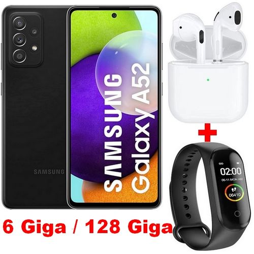 Samsung Galaxy A52 - 6.5’’ - (6GB - 128GB)  -64MP+12MP+5MP+5MP/32MP+Kit + Band -Noir| Fiche Technique et Prix au Maroc