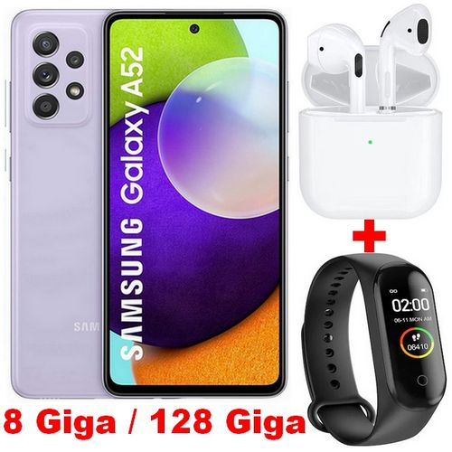 Samsung Galaxy A52 - 6.5’’ - (8GB - 128GB)  -64MP+12MP+5MP+5MP/32MP +Kit + Band -Violet| Fiche Technique et Prix au Maroc