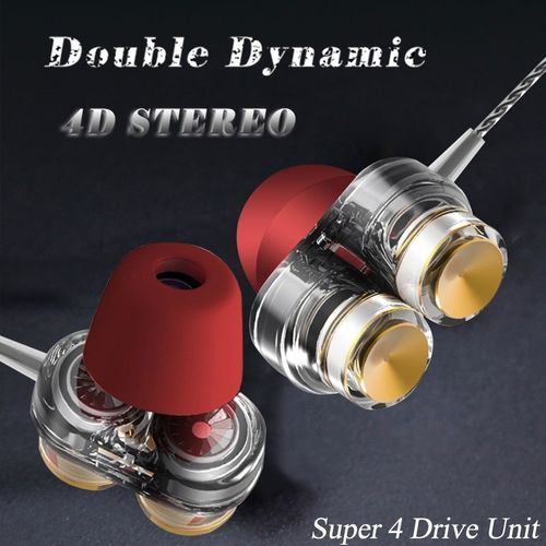 Universal New High Quality QKZ KD7 Dual Dynamic Driver Professional In Ear Earphone With 4 Driver Inside Fone De Ouvido Auriculares Bass Surround Headphones| Fiche Technique et Prix au Maroc
