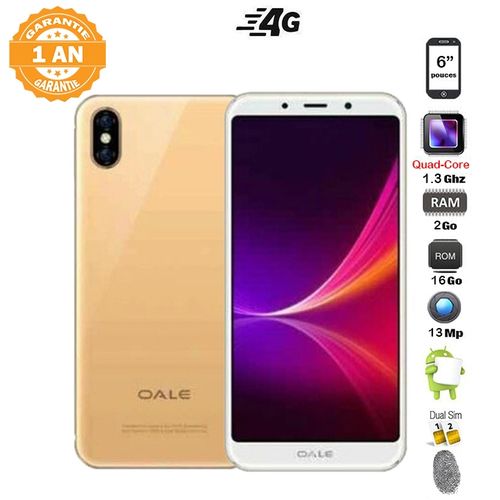 Oale X5 - 6“ - 4G/Dual SIM - 16Go - 2Go - Android - Empreinte digitale - Gold| Fiche Technique et Prix au Maroc